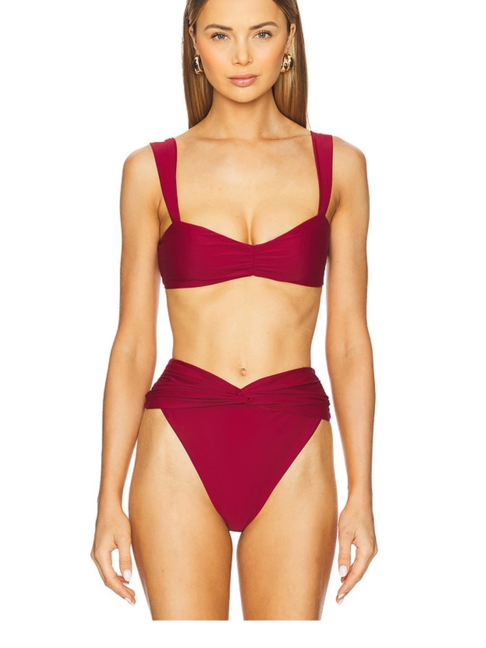 Tularosa Burgundy Two-Piece Twist Bikini Set